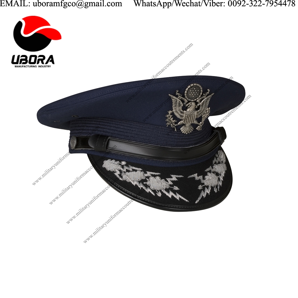 AIR FORCE GENERAL SERVICE CAP Hand Embroidery Visor Cap Wholesale,MILITARY Hand Embroidered Cap 